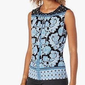 Calvin Klein Floral Print Blue Multi Women’s Sleeveless Top/Sz:M/NWT
